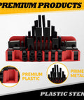 Premium T slot hold-down clamp kit in durable plastic storage box