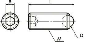 Technical diagram of SCS-M8-30-R NBK Made in Japan Clamping Set Screws Full Ball with dimensions for automation systems.