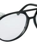 Classic Safety Glasses With Black Frame And Clear Lens In Polybag, depicted with lightweight plastic design and transparent lenses.