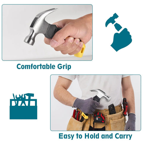 Compact 8 oz claw hammer with a magnetic nail holder delivers precise control for DIY, camping and home projects