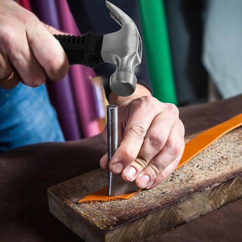 Person using 8oz Claw Hammer For Camping DIY Projects Ergonomic Anti Slip Grip Compact Nail Hammer With High Carbon Steel Head.