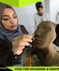 Artist uses Stainless Steel Spatula Wax And Clay Sculpting Tool Carver Set Pro Grade Double Ended for clay modeling.