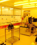 Laboratory setup with various equipment, ideal setting for applying White PVC Cleanroom Tape 2 Inch By 36 Yards One Roll That Handles Solvents