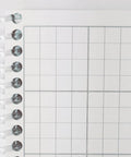 Close-up of Latex Free Cleanroom Notebook With Engineer Grid, Side Spiral Bind, 5.5 x 8.5 Inches, 100 Pages showing spiral binding and grid