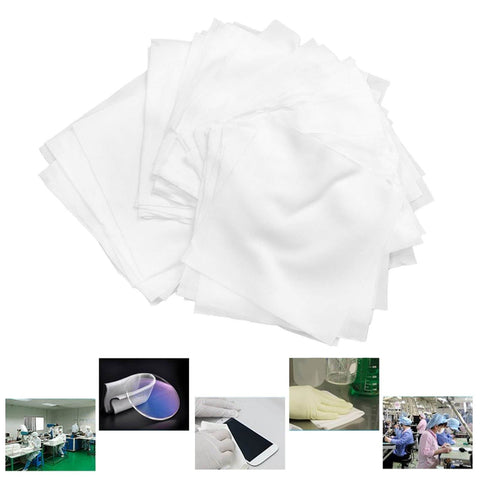Pro Grade Cleanroom Wiper Cloths 200 Pack Polyester Fiber Cleaning Wipes Non Dust Uniform Texture shown for electronics and optics use