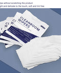 Pro Grade Cleanroom Wiper Cloths 200 Pack Polyester Fiber Cleaning Wipes displayed with packaging, non dust soft texture