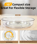 Clear BPA Free 360 Degree Lazy Susan Turntable showing 10-inch size and compact design for spice organization