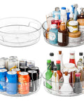 Clear 12 Inch Lazy Susan Turntable Set With Handles 4 Pack Acrylic Spinning Organizer Condiment Sauce Spice Rack