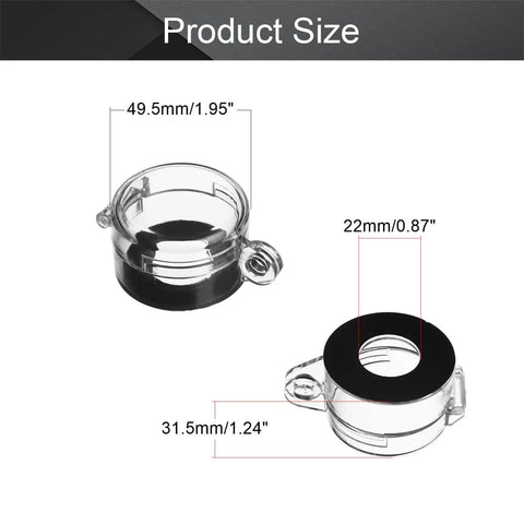 Clear 22mm Transparent Plastic Push Button Switch Protector Cover Shield dimensions, showing size for round button switches.