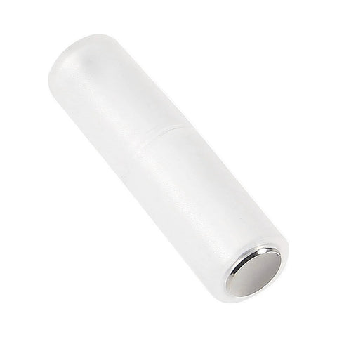 Clear AAA To AA Battery Adapter for converting AAA batteries to AA size, close-up view showing metal contact ends.