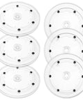Six Pack 6 Inch Clear Acrylic Lazy Susans With Ball Bearing Rotation Smooth 360 Degree Bi Directional Turntable Set displayed