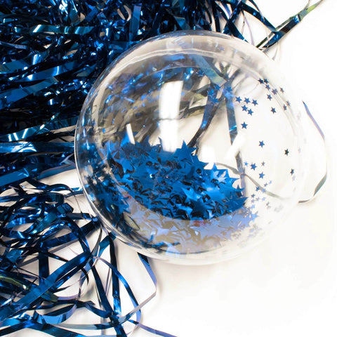 5.5" Clear Big Plastic Acrylic Arts & Crafts Giant Mold Shells Molding Balls Crafting Kit (140mm) with blue star confetti