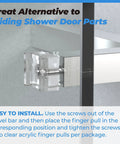 Clear Acrylic Finger Pull For Sliding Shower Doors Replacement Parts 2 Piece Set, Easy Inside Mount Grip on glass door