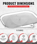 Image showing dimensions of Two Pack Clear Rectangular Fridge Organizer Turntable Lazy Susan With 360 Degree Rotating Shelf.