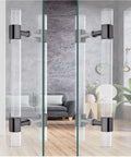 24 Inch Large Glass Door Handle H Shape Double Sided Push Pull Acrylic Crystal With Stainless Steel Anti Fingerprint Finish for shower doors