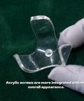 Golf Ball Wall Mount Display For Single Balls With Transparent Acrylic Claw Design held by gloved hand