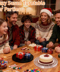 Family using 6 Inch Lazy Susan Turntable Organizer Made From Clear Acrylic for holiday treats on wooden table