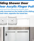 Clear Acrylic Finger Pull For Sliding Shower Doors Replacement Parts 2 Piece Set shown with shower setup.