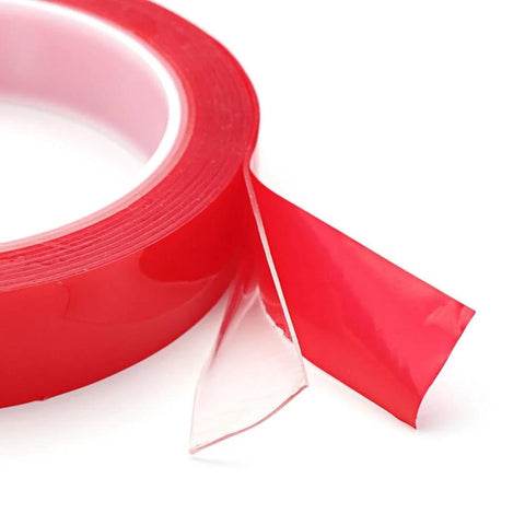 Clear Double Sided Acrylic Tape 1mm Wide 25m Long With Red Liner Removable Ultra Thin Adhesive Strip Transparent Strong Bond