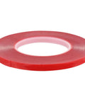 Clear Double Sided Acrylic Tape 1mm Wide 25m Long With Red Liner Removable Ultra Thin Adhesive Strip Transparent Strong Bond For LCD Screens, Crafts, Auto Dash Mounting And DIY Projects.
