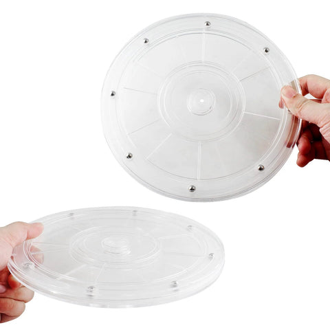 2 Pack 8 Inch Clear Acrylic Turntable Organizer Rotating Swivel Stand Spinner With 6 Steel Ball Bearings And 55 Pounds Capacity