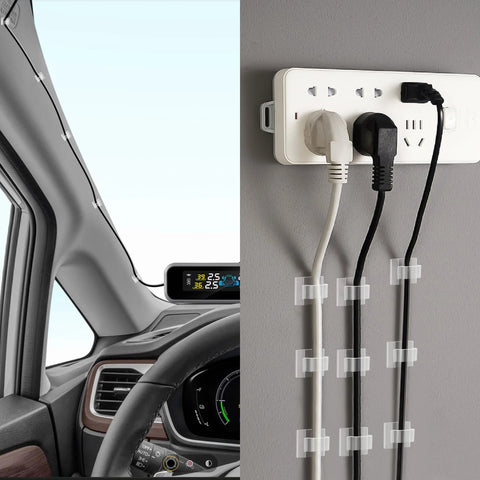 60 PCS Clear Adhesive Cable Clips Five Eighth Inch For Cable Management And Outdoor Lights securing cables in car and home