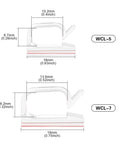 Diagram of 60 PCS Clear Adhesive Cable Clips Five Eighth Inch For Cable Management And Outdoor Lights, with dimensions.