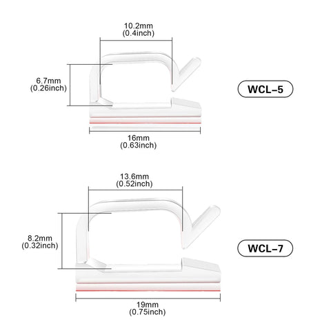Diagram of 60 PCS Clear Adhesive Cable Clips Five Eighth Inch For Cable Management And Outdoor Lights, with dimensions.