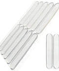Clear Self Adhesive Door Silencers Long Strips Ultra Quiet Rubber Cabinet Bumpers For Slamming Prevention Invisible PVC Pads For Home Office And Cabinets 50 Pack, set of clear strips on white background.