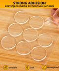 9 Pack Wall Bumpers And Door Stoppers Set With Clear Round Cushions, Self Adhesive 35x35mm Protectors on wooden surface