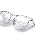 Clear Anti Fog Safety Glasses With Anti Scratch ANSI Z87 1 Blue Light Blocking, clear frame, showcasing nose bridge and lenses