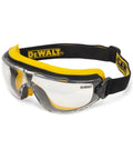 Clear Anti Fog Safety Goggles With Anti Scratch Coating Low Profile Frame with yellow accents and adjustable strap