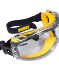 Clear Anti Fog Safety Goggles with Ventilation Channel and Adjustable Strap, ideal for construction and lab environments.