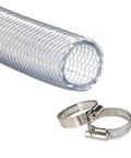 High Pressure Braided Clear Flexible PVC Tubing Three Quarter Inch Internal Diameter Ten Feet Long With 200 PSI Working Pressure