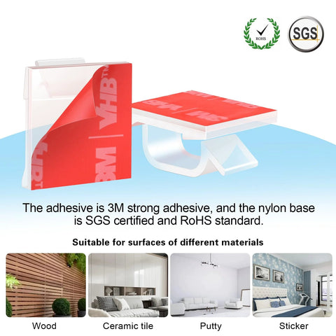 3M adhesive and PA66 nylon base description for 60 PCS Clear Adhesive Cable Clips Five Eighth Inch For Cable Management And Outdoor Lights