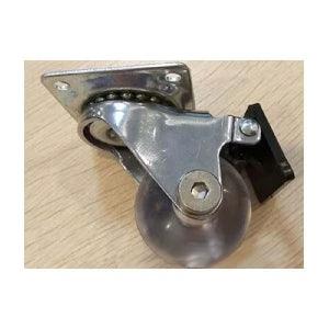 ✝️ 100-Pack 1.5" inch Heavy Duty Clear - Caster Wheel - Brakes for smooth motion, metal mount and transparent wheel shown