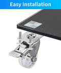 2 Inch Crystal Clear Caster Wheels With Brake And Stainless Steel Housing For Rugged Use Rust Resistant And Waterproof Swivel Castors Transparent Wheel For Modern Look Set Of 4 Suitable For Outdoor Furniture Labs Hospitals And Restaurants installed on furniture corner