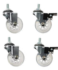 Clear Caster Wheels 2 Inch 4 Pack With M8x15mm Threaded Stem Casters Including Nuts, 2 Braked And 2 Non Braked, 360 Degree Swivel