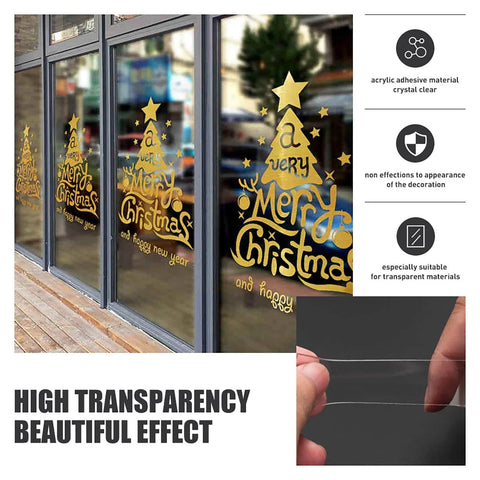 Heavy Duty Clear Double Sided Tape Half Inch Wide Ten Foot Roll Acrylic Mounting Adhesive For Sign Photo Poster Picture Mount Waterproof Weatherproof Removable Yet Rock Solid And Easy To Use used for Christmas window decoration installation