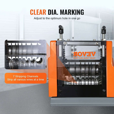 Automatic Electric Wire Stripping Machine 60W with Visible Stripping Depth Reference and Seven Channels on display.