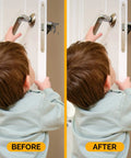 Child opening door with and without Door Wall Bumper Protector - Self Adhesive Stopping Shield Prevents Damage & Noise for Knob Handle