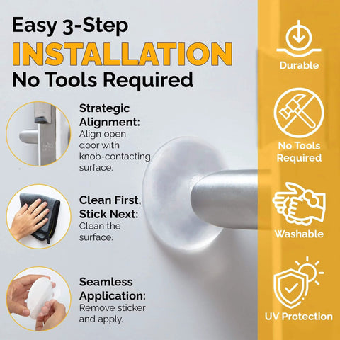 Door Wall Bumper Protector - Self Adhesive Stopping Shield Prevents Damage & Noise for Knob Handle, installation guide