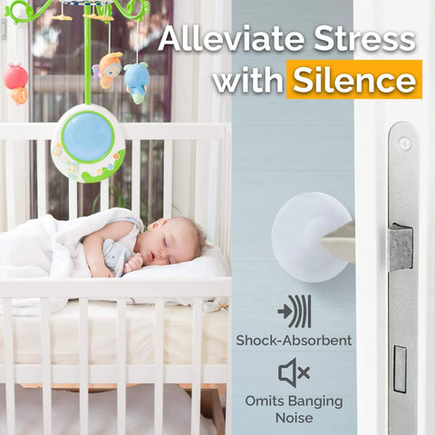 Door Wall Bumper Protector - Self Adhesive Stopping Shield Prevents Damage & Noise for Knob Handle, infant sleeping, crib scene