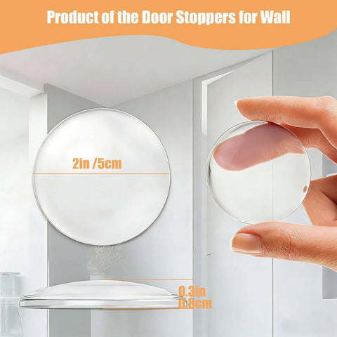 Wall Saver Door Stopper Set Self Adhesive Six Pack Two Inch Quiet Door Bumpers For Walls Door Knob Impact Protector