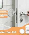 Wall Saver Door Stopper Set Self Adhesive Six Pack Two Inch Quiet Door Bumpers For Walls Door Knob Impact Protector installed
