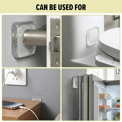 12 Pack Clear Adhesive Door Stoppers Wall Protectors, 1.57 Inch Square Bumpers for quiet door slams and vibration dampening