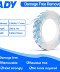 Heavy Duty Clear Double Sided Foam Tape For Wall Mounting Removable No Residue Damage Free Paint Safe Hang Posters Office Use 1In By 20Ft Roll 1.1Mm Thick Transparent Great For Pictures And Decor, front roll view with product dimensions and features.