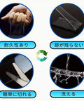 Heavy Duty Double Sided Mounting Tape Nano Adhesive Strip For Posters And Art shown being stretched, cut, and used, 10 Feet.