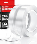 Heavy Duty Double Sided Tape Set 2 Rolls 20 Feet Total Clear Nano Adhesive For Posters Rugs Pictures Wall Mounts Removable No Residue Indoor Outdoor Mounting Tape Ultra Strong Must Have DIY Adhesive displayed in packaging with two rolls