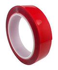 Double Sided Clear Servo Tape 10 Foot ROLL (25mm x 3m) 10' Easy Remove 3010, side view of red roll